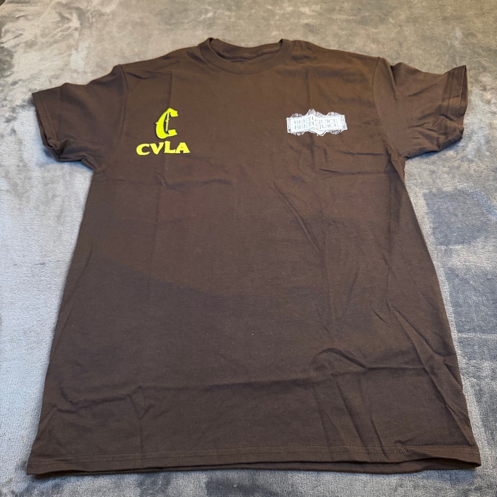 CVLA Beetlejuice Graphic‎ T Shirt Brown Cotton Short Sleeve Mens Medium